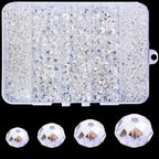 850Pcs 4/6/8/10mm Crystal Glass Beads for Jewelry Making Faceted Rondelle Flat Beads for Bracelets Necklace Earrings DIY Crafts(White Crystal AB Bead) - color: White AB