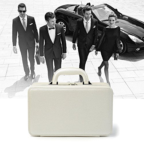 Oirlv Leather Jewelry Box Handmade Travel Jewelry Organizer Storage Case Holder For Girl Lady Earring,Ring,Necklace,Pendant,Watch,Bracelet。(X010)White - color: White