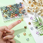 UR URlifehall 100 Pcs Heart Electroplate Transparent Glass Beads with Glitter Gold Colorful Heart Shaped Glass Beads for Keychain Jewelry Making - color: 100Pcs-10x10x5mm-heart glass beads
