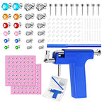 Reusable Ear Piercing Gun Kit, Professional Ear Piercing Gun with Stainless Steel Piercing Studs, Colorful Crystal Earrings for At Home Salon Earlobe Cartilage Helix Tragus Piercing Tool Set - color: Blue