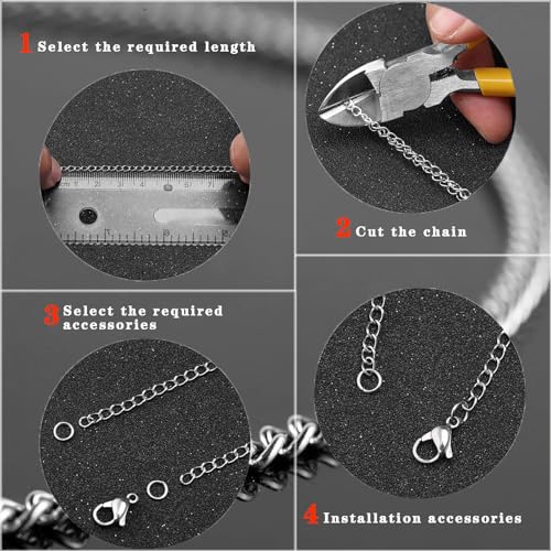 80ft Jewelry Making Kit - 8 Color Stainless Steel Curb Chain, 240 Jump Rings & 80 Lobster Clasps for DIY Bracelet, Earring & Necklace Crafts (2*3 mm) - color: 8 Colors Curb Chain 80FT