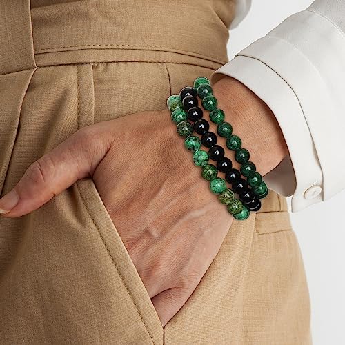 3 PCS Healing Crystal Bracelets for Women 8mm Natural Stone Beaded Stretch Bracelet Amethyst Jewelry Gifts - color: 05 8mm African Turquoise