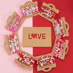 6PCS Valentine’s Day Clay Heishi Bracelet Set for Women- Red Pink Heart Love KISS XOXO Beaded Stretch Bracelets - Handmade Polymer Clay Crystal Glass Stackable Jewelry Gift for Galentine's Anniversary - color: LOVE-07