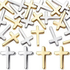 20 Pcs Cross Charms for Jewelry Making, Religious Cross Beads for Bracelets, Crosses for Jewelry Making, Bracelets, Necklaces, DIY Crafts (Rose Gold, Silver) - color: 20pcs, 8x13mm, Gold, Silver