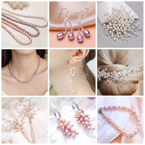 50 Pcs Real Pearls for Jewelry Making AAA 7-8 mm Non-Porous Natural Pearls Beads Oval Bead Loose Gemstone Bead Crafts Gift for Mother's Day.,DIY Gifts. - color: 7-8 mm no holes.