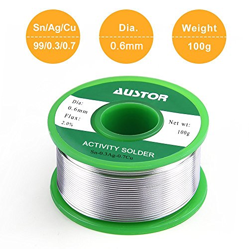 AUSTOR 0.6mm Lead Free Solder Wire with Rosin Core - size: 0.6mm 100g