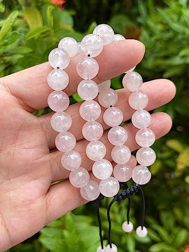 GAF TREASURES Grade A ++ Gemstone Round Bead Adjustable Bracelet 10mm, Genuine Crystal Bead Bracelet, Gift for Men & Women - color: Rose Quartz