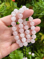 GAF TREASURES Grade A ++ Gemstone Round Bead Adjustable Bracelet 10mm, Genuine Crystal Bead Bracelet, Gift for Men & Women - color: Rose Quartz