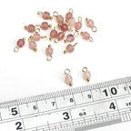 Beadia Natural Faceted Cube Stone Charms 4mm 30pcs with Untarnish Metal Accessories Loose Square Beads for DIY Jewelry Making - color: Strawberry Crystal