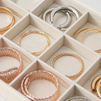 Stackable Jewelry Organizer Tray For Drawers,White Leather Small Earring Storage Tray,Bracelet And Necklace Display Box,Jewelry Ring Display Case (12 Grids) - style: 12 Grids