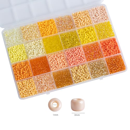 Yellow Colors 3mm Seed Beads, 5200Pcs Glass Seed Beads Kit with Storage Box for DIY Necklace Bracelet Crafts - color: Yellow