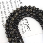 60pcs 6mm Natural Stone Beads Gold Obsidian Beads Energy Crystal Power Gemstone for Jewelry Making, DIY Bracelet Necklace - color: Gold Obsidian, size: 6mm