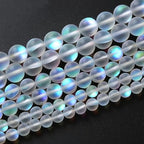 32pcs 10mm Natural White Mystic Aura Quartz Beads Frosted Matte Moonstone Round Loose Beads For Jewelry Making DIY Bracelet Necklace 15" - color: Matte Moonstone Crystal Glass, size: 12mm