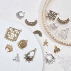 SUNNYCLUE 1 Box 60Pcs 15 Style Tibetan Chandelier Charms Alloy Chandelier Components Links Filigree Flower Linking Charms Teardrop Connector Round Charm for Jewelry Making Charms DIY Supplies Adult - color: 60pcs 15 Style Mixed Color