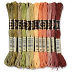 12 Skeins 105 Yards Embroidery Floss Thread Bulk Variegated Floss 6 Strands Green Orange Friendship Bracelet String Cross Stitch Threads for Jewelry Making Bracelet Stitching Craft Supply - color: Autumn Colors