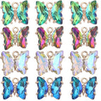 SUNNYCLUE 1 Box 32Pcs Butterfly Charms Crystal Dangle Charms 12x10mm Glass Butterfly Beads AB Color Rhinestone Micro Pave Cubic Zirconia Butterflies Charm for Jewelry Making Charms DIY Craft Supplies - color: 1 Box 32Pcs AB Color Butterfly Charms 12x10mm