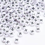 100Pcs Letter Beads 4x7mm White Round Acrylic Alphabet Beads Letter K Beads for Jewelry Making DIY Bracelets Necklaces Key Chains - color: K 100Pcs