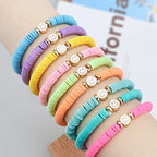 JIASHUYEYE Preppy Bracelets for Teen Girls - Stackable Boho Surfer Friendship Bracelets Set for Little Girls & Women - style: 9Pcs - Smiley Face A