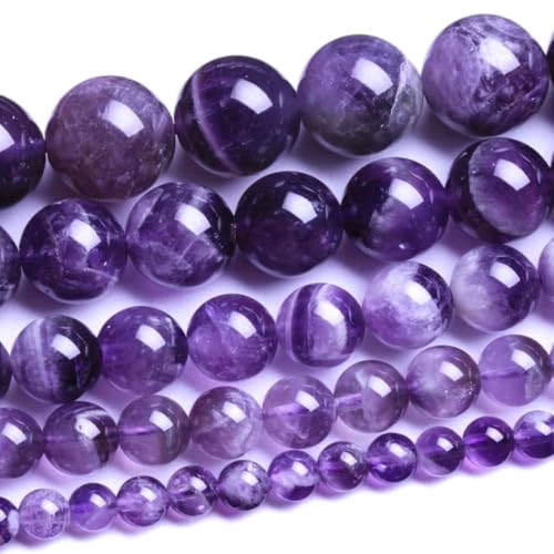 90pcs Adabele Natural Banded Purple Amethyst Crystal Crystal Healing Gemstone 4mm Small Round Beads Gem Stone Spacer for DIY Craft Jewelry Making GY31-4 - color: Amethyst, size: 4mm (90pcs/1 Strand)