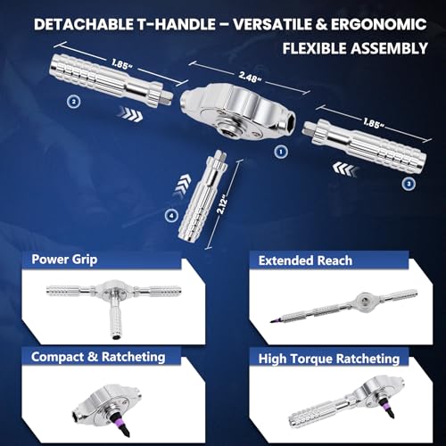 Ratcheting Screwdriver Set, 40-in-1 Magnetic Multi-Bit Driver with Dual-Direction Ratchet, Detachable T-Handle, Magnetic Booster, Extended Grip & Storage Box for Home Repair, Appliances & DIY - size: 40 PCS