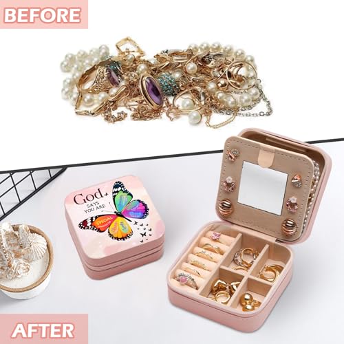 GAOLZIUY Christian Gifts for Women Girls, Inspirational Religious Birthday Gifts Butterfly Travel Jewelry Box, Spiritual Catholic Faith Prayer Gift for Friends, Mom, Sister - color: Christian - 04