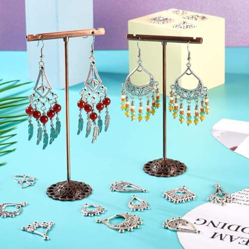 KISSITTY Tibetan Style Alloy Chandelier Component Links for Jewelry Making - color: Antique Silver # Mixed Shape 2