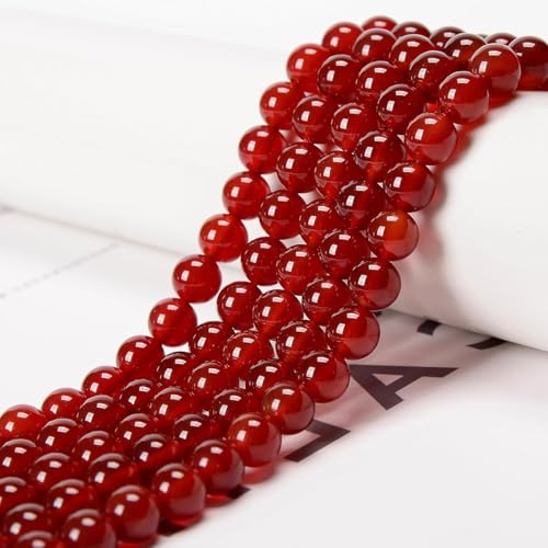 100pcs Natural Stone Beads 8mm Red Carnelian Round Genuine Real Stone Beading Loose Gemstone Hole Size 1mm DIY Charm Smooth Beads for Bracelets Necklaces Earrings Jewelry Making Crafts - color: Red Carnelian