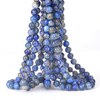 70PCS Natural 8MM Healing Gemstone, Lapis Lazuli Energy Stone Round Loose Beads, Semi-Precious Crystal Beads with Free Elastic String for Jewelry Making DIY - color: Lapis Lazuli