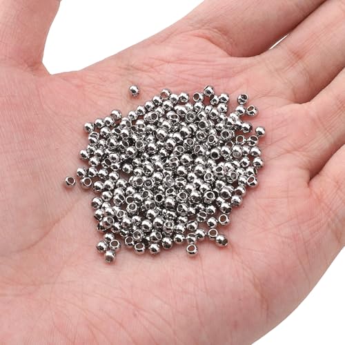 304 Stainless Steel Round Beads 3.0mm 400pcs Spacer Beads for Jewelry DIY Making and Repairing - size: 3.0mm