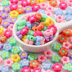 200pcs Colorful Flower Beads Rainbow Daisy Flower Beads Acrylic Beads for Jewelry Making Handmade DIY Bracelet, Charms Keychain Craft Supplies (Daisy) - color: rainbow flower