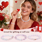 70pcs 8mm AB Pink Faceted Heart Beads for Jewelry Making Crystal Glass Beads for Bracelets Necklace Crafts, Friendship Bracelet Kit, Love Gifts - color: AB Pink