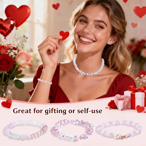 70pcs 8mm Valentine's Day AB White Faceted Heart Beads for Jewelry Making Crystal Glass Beads for Bracelets Necklace Crafts, Friendship Bracelet Kit, Love Gifts - color: AB White