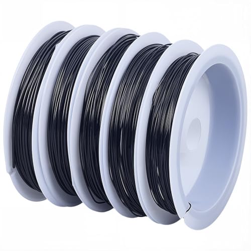 SUNNYCLUE 5 Rolls 5 Sizes Black Copper Craft Wire Jewelry Copper Wire Bulk Assorted 18/20/22/24/26 Gauge Crafts Pure Round Metal Beading for Jewelry Making Wrapping Sculpting Crafting Gardening DIY