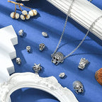 DanLingJewelry 150pcs 10 Styles Tibetan Style Skull Antique Silver Skeleton Head & Devil Head Beads for Halloween Jewelry Making - color: 150pcs - skull - 10 styles
