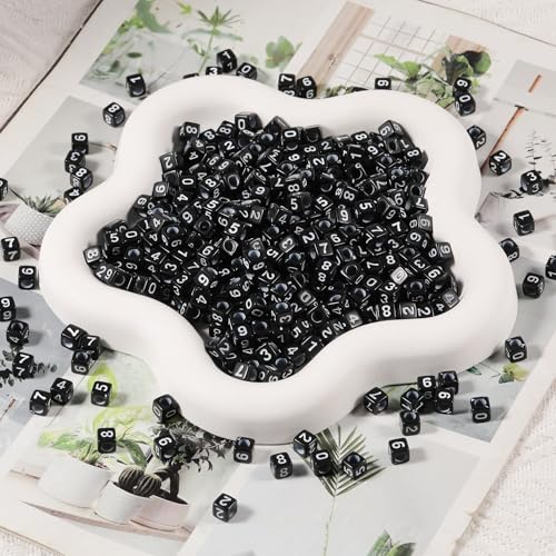 1000Pcs Black Acrylic Cube Letter Beads 6 * 6mm White Alphabet A-Z Beads for DIY Bracelet Necklace Jewelry Making - color: Black Mixed White Letter A-Z