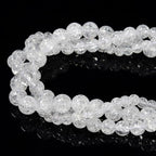 6mm 128pc Clear Crackle Quartz Smooth Round Gemstone DIY Beads for Jewelry Making - size: 6mm