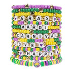 Twinfree Bohemia Beaded Bracelet for Women, Polymer Clay Stretch Bracelets - color: color 28