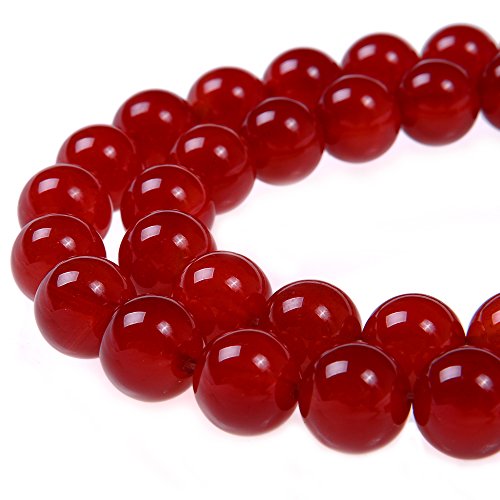 Smooth Round Shape Natural Gemstone Loose Beads for 1 Strand per Bag Approxi 15.5 inch 48-50pcsJewelry Making (12mm, Red Carnelian) - color: Red Carnelian, size: 12mm