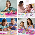 TingingYuli Friendship Bracelet Making Kit for Girls 8-12, DIY String Bracelet Maker with 3-Layer Storage Box, Arts and Crafts for Kids Ages 6-12, Easter Christmas Birthday Gift Set - color: Pink/Rose