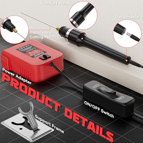 Ecarke 3-in-1 Foam Cutter Tool Compatible with Milwaukee 18V (No Battery),18W Hot Knife Cutting Tool with USB-A & USB-C Charging Port，750°F Styrofoam Cutter for Foam DIY Cutting & Crafting - Tool Only - color: Red