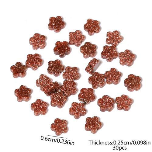 Songxi 60pcs 6mm Golden Sandstone Plum Blossom Natural Stone Beads for Jewelry Making, Smooth Loose Flower Shape Gemstone Beads for Bracelets Necklace Earrings Making Supplies ﻿ - color: Golden Sandstone
