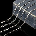 5 Meters Stainless Steel Cross Link Chains in Bulk for DIY Men Women Jewelry Making with Lobster Clasps, Jump Rings (Silver) - color: silver
