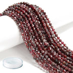 AD Beads Natural Gemstone Diamond-Cut Micro-Faceted Round Tiny 4mm Small Round for DIY Necklace Jewelry Making Beads (Red Garnet) - color: Red Garnet