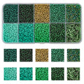 Approx 5000pcs 12/0 Glass Seed Beads for Jewelry Making, 2mm Mix 10 Colors Tube Beads Glass Bugle Beads Waist Beads Kit for Bracelets Necklaces Earrings DIY Supplies (Green) - color: Green