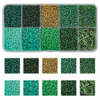 Approx 5000pcs 12/0 Glass Seed Beads for Jewelry Making, 2mm Mix 10 Colors Tube Beads Glass Bugle Beads Waist Beads Kit for Bracelets Necklaces Earrings DIY Supplies (Green) - color: Green