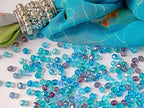 600 Pieces Czech Fire-Polished Faceted Glass Beads Round 4mm, Transparent Blue-Vega Mix - color: Transparent Blue-Vega Mix