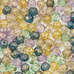 0.9 oz (25g) Mix of 100pcs 6mm Round Faceted Fire Polished Czech Glass Beads, Golden Shades - color: 6mm Gold Mix, size: 25 g
