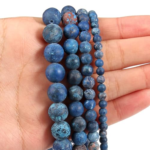 60pcs Natural Matte American Turquoise Gemstone Beads，6mm Frosted Round Loose Stone Beads for Jewelry Making Earring Bracelet Necklace DIY Crafts - color: American Turquoise, size: 6mm