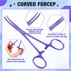 BBTO Hemostat Curved and Straight Hemostat Forceps Piercing Pliers Forceps, Stainless Steel Straight and Curved Pliers, Fishing Tweezer(Lilac,2 Pcs) - color: Lilac