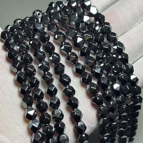 MJDCB Best Sellers Natural Stone Beads Faceted Polygon Hematite Energy Stone Healing Power for Jewelry Making(8mm) - color: Hematite